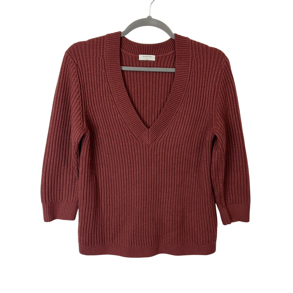 Aritzia Babaton Roger Merino Wool Oversized Sweater Womens Size Small Red Orange
